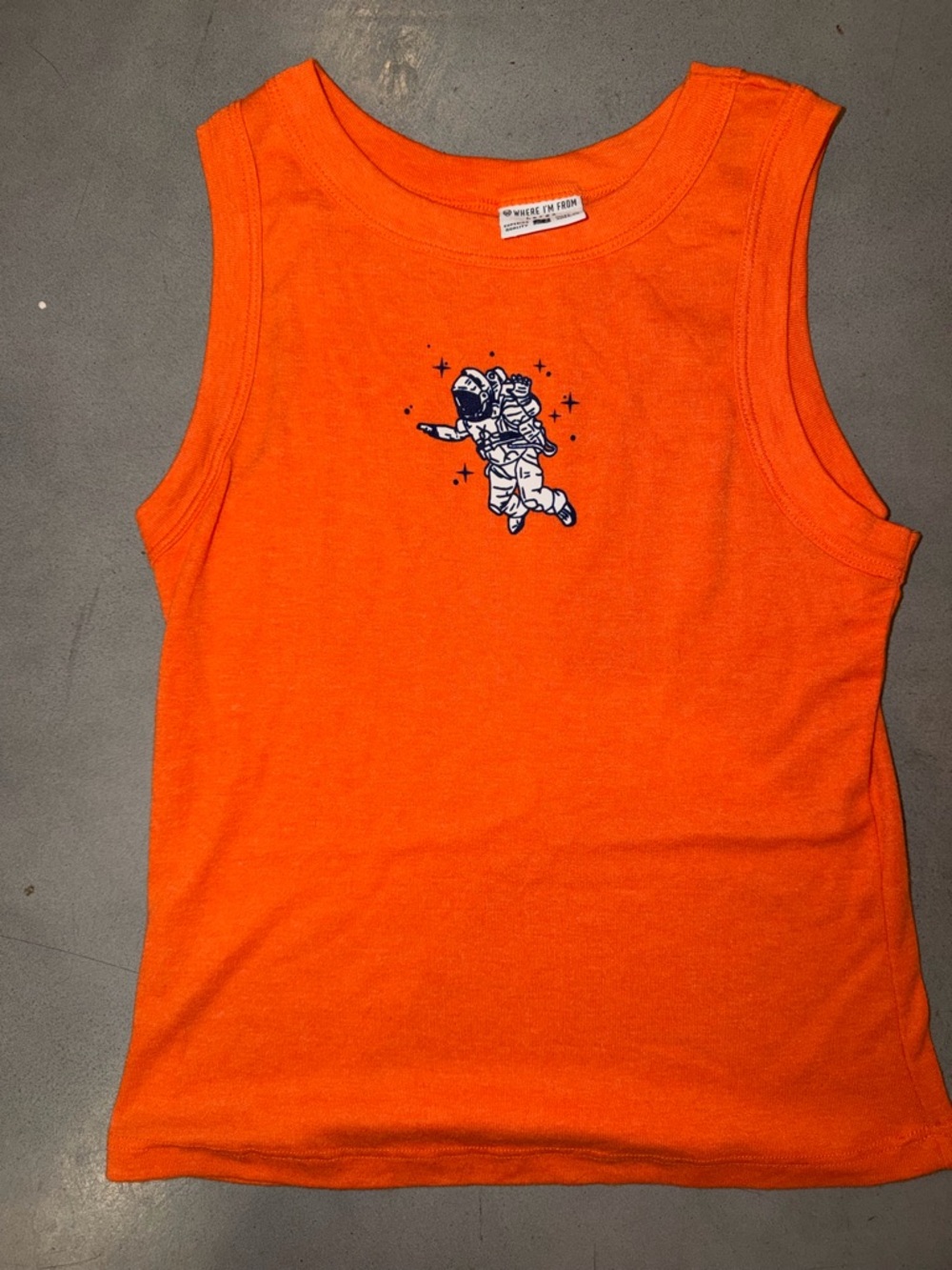 HTX - where i’m from astronaut graphic tank orange size large made in usa -
